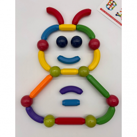 Set de Constructie Magnetic cu Bastoane, Tije si Bile, 70 Piese [16]