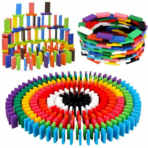 Set Domino din Lemn, 200 de Piese, Multicolor [0]