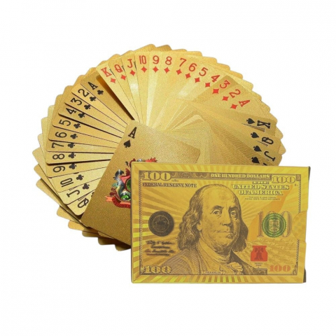 Set Joc de Societate UNO, UNO Flip, DOS + Set Carti de Joc, din Plastic, Model - Bancnote Aurii [4]