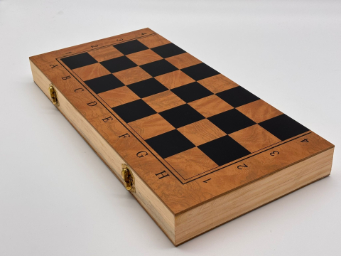 Set Șah și Table 2 în 1 din Lemn Finisat, cu Piese Incluse, Diferite Dimensiuni (30 / 35 / 40 / 45 cm) [5]