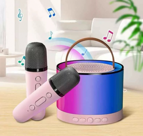 Sistem Karaoke Portabil cu 2 Microfoane Wireless, Boxă Bluetooth cu Lumini Ambientale, Compatibil TF/AUX [1]