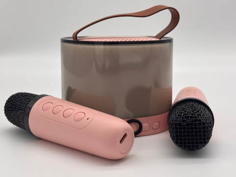 Sistem Karaoke Portabil cu 2 Microfoane Wireless, Boxă Bluetooth cu Lumini Ambientale, Compatibil TF/AUX [12]