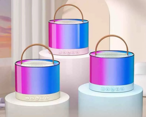 Sistem Karaoke Portabil cu 2 Microfoane Wireless, Boxă Bluetooth cu Lumini Ambientale, Compatibil TF/AUX [8]