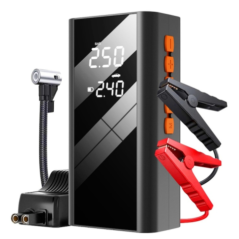 Accesorii Auto - Compresor Auto 4 in 1, Starter Auto, Lanterna, Baterie Externa, 1200A, 8000mAh, 150 PSI, 12V, Display Digital, Type-C, Clesti Inteligenti