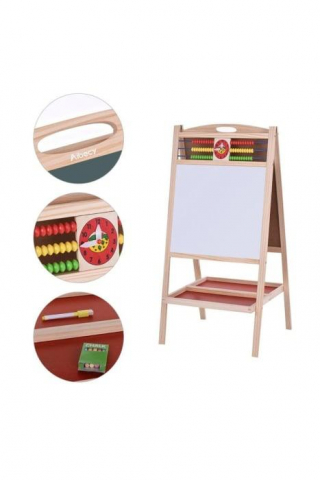 Tabla din Lemn, cu 2 Fete, cu Numaratoare si Ceas, Magnetica, Accesorii, 87 x 45 cm, cu Maner [2]