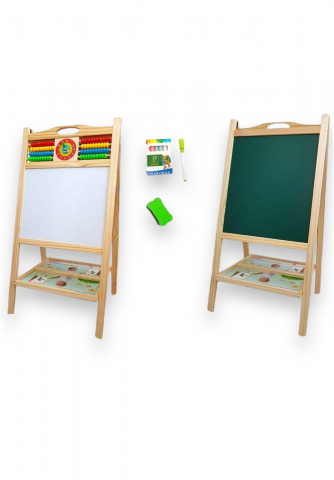Tabla din Lemn, cu 2 Fete, cu Numaratoare si Ceas, Magnetica, Accesorii, 87 x 45 cm, cu Maner [0]