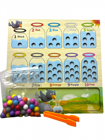 Tabla Educativa, Invatare Numere si Culori, Multicolor, cu Cleste, din Lemn [1]