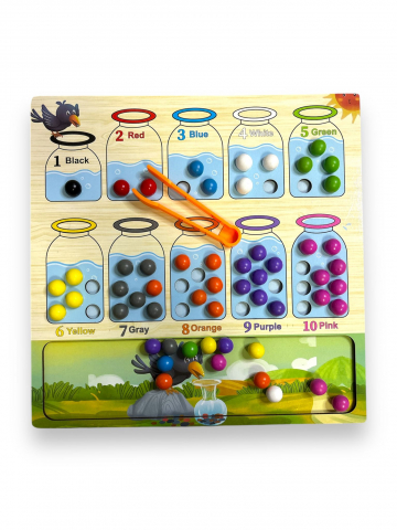 Tabla Educativa, Invatare Numere si Culori, Multicolor, cu Cleste, din Lemn [6]