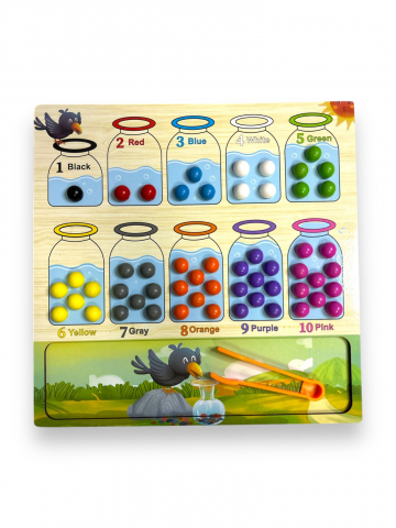 Tabla Educativa, Invatare Numere si Culori, Multicolor, cu Cleste, din Lemn [3]