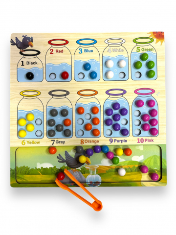 Tabla Educativa, Invatare Numere si Culori, Multicolor, cu Cleste, din Lemn [7]