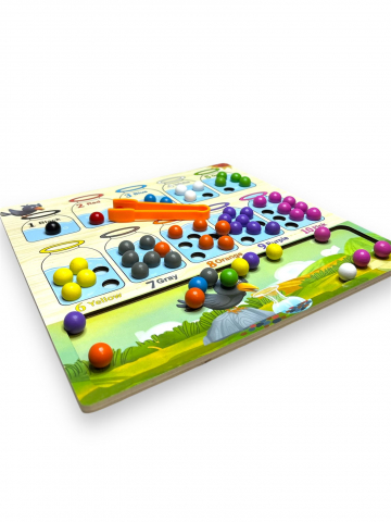 Tabla Educativa, Invatare Numere si Culori, Multicolor, cu Cleste, din Lemn [4]