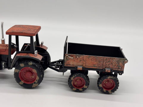 Tractor Agricol Metalic cu Remorcă – 26 cm | Detalii Realiste, Construcție Solidă, Remorcă Detașabilă [3]