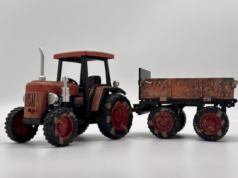 Tractor Agricol Metalic cu Remorcă – 26 cm | Detalii Realiste, Construcție Solidă, Remorcă Detașabilă [5]