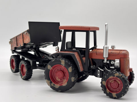 Tractor Agricol Metalic cu Remorcă – 26 cm | Detalii Realiste, Construcție Solidă, Remorcă Detașabilă [7]