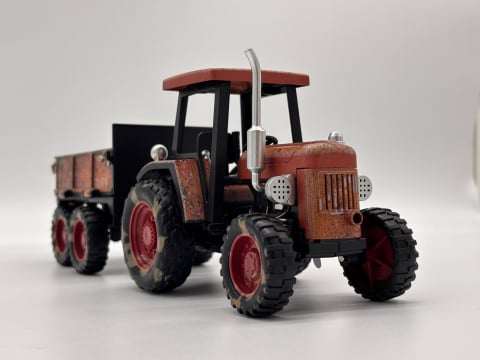 Tractor Agricol Metalic cu Remorcă – 26 cm | Detalii Realiste, Construcție Solidă, Remorcă Detașabilă [10]