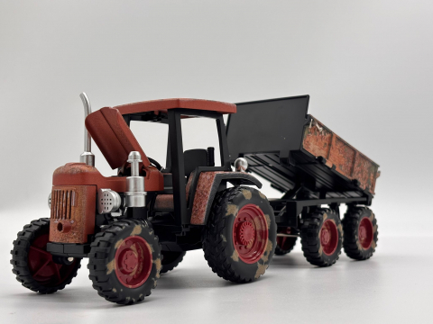 Tractor Agricol Metalic cu Remorcă – 26 cm | Detalii Realiste, Construcție Solidă, Remorcă Detașabilă [13]