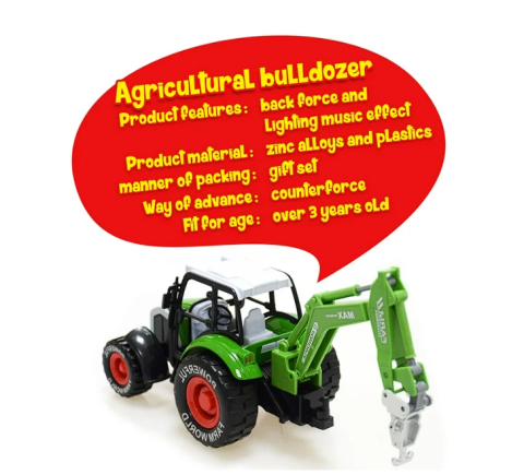 Tractor din Metal cu Funcție Pull-Back, 26 cm, Elemente Mobile, Design Realist pentru Joacă și Colecție [4]