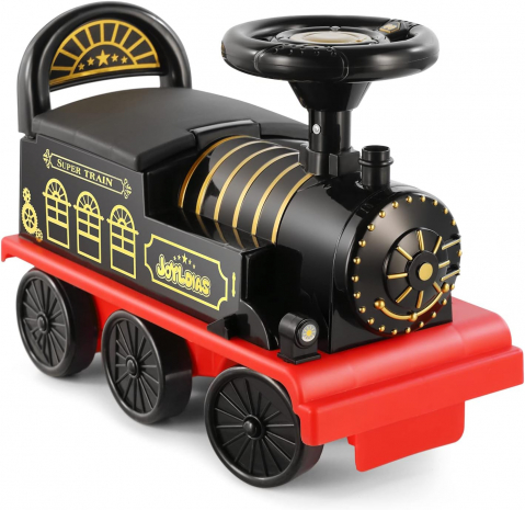 Trenulet de Condus, cu Sina de 2.20m, cu Spatar pentru Protectie, cu Sunete pentru Locomotiva, Multiple Functii Interactive, Spatiu de Depozitare, Accesorii Anti-Rasturnare [9]