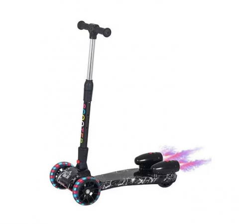 Trotineta cu Aburi, Sunete, Roti Luminate si Bluetooth - Fulger Negru [0]