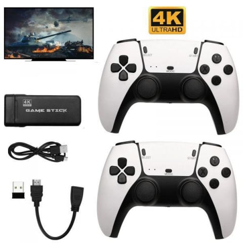 Toate Produsele - TV Game Stick Pro 4K Ultra HD, 2 x Controller Wireless, 10000 Jocuri Preinstalate, 64 GB
