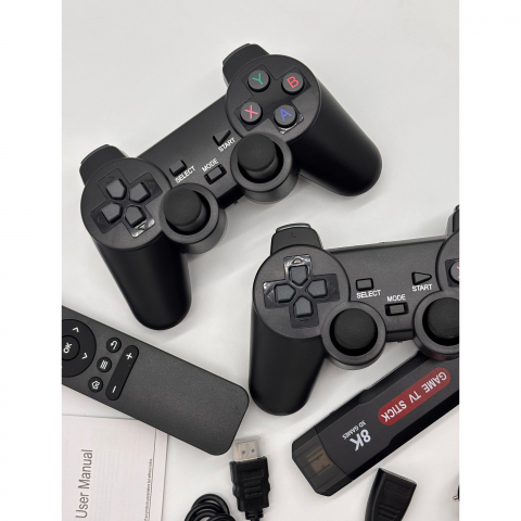 TV Stick Android 8K Ultra HD + HDR + Consola de Jocuri Retro & Moderne – Google Assistant, Chromecast, 10.000+ Jocuri, 2 Joystick-uri Wireless, Telecomanda cu Functie Mouse, HDMI, Netflix, YouTube [16]