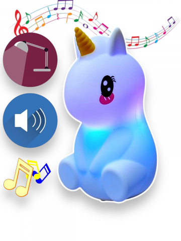 Boxe Portabile - Unicorn Boxa si Lampa de Veghe, Calitate Audio Premium, din Material Siliconat
