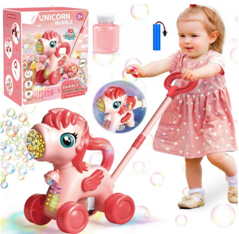 Unicorn / Girafa Electrică 2 în 1 – Antemergător și Mașină de Bule cu Lumini, Reîncărcabilă, Accesorii Incluse [0]