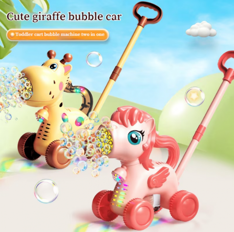 Unicorn / Girafa Electrică 2 în 1 – Antemergător și Mașină de Bule cu Lumini, Reîncărcabilă, Accesorii Incluse [2]
