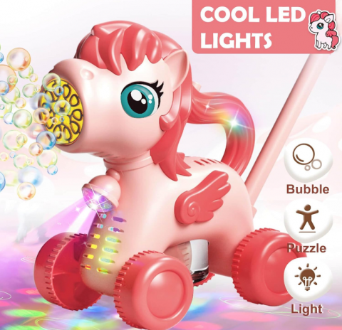 Unicorn / Girafa Electrică 2 în 1 – Antemergător și Mașină de Bule cu Lumini, Reîncărcabilă, Accesorii Incluse [1]