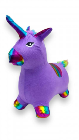 Jucarii gonflabile - Unicorn Gonflabil din Cauciuc si Material Textil, cu Lumina si Muzica, Mov