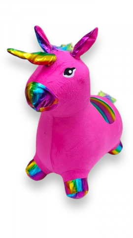 Jucarii gonflabile - Unicorn Gonflabil din Cauciuc si Material Textil, cu Lumina si Muzica, Roz