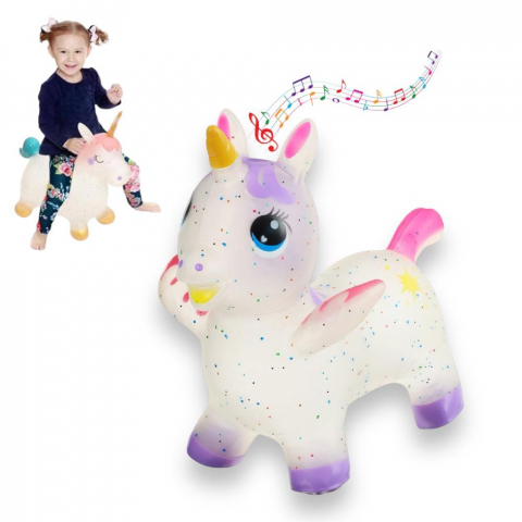 Unicorn Gonflabil si Transparent, din Cauciuc, cu Lumina si Muzica, Mov [1]
