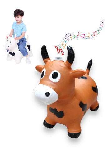 Jucarii gonflabile - Vacuta Gonflabila, din Cauciuc, cu Lumina si Muzica – Portocaliu