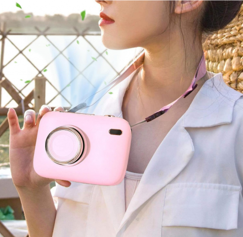 Ventilator Portabil Design Cameră Foto – 3 Trepte de Viteză, Cu Agățătoare de Gât & Cablu Încărcare Inclus [2]