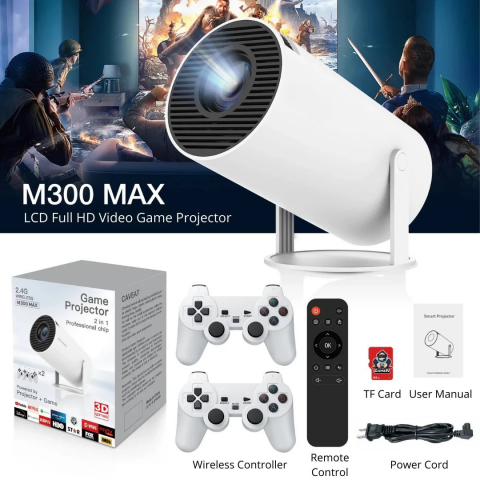 RESIGILAT - Videoproiector Portabil Smart M300 MAX, 9000 Lumeni, 260 ANSI, Suport 4K Ultra HD, Android TV 14, Auto Corectie Imagine, Wi-Fi 2.4/5 GHz, Bluetooth 5.0., Difuzor Incorporat, 1028 Jocuri Pr [0]