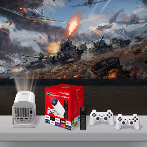 Videoproiector Smart Portabil P30 MAX, Android TV, 7000 Lumeni, 450 ANSI, Suport 4K, Wi-Fi 5G, Bluetooth, Auto Corecție, Difuzor, 10000 Jocuri Retro [1]