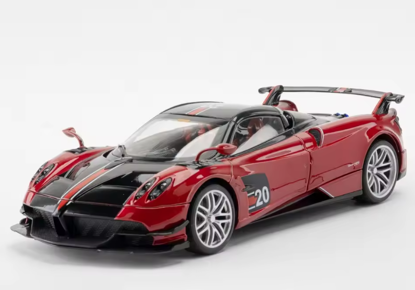Masina din Metal Pagani Huayra Roadster BC 1:32, 15 cm, Decapotabila, Functie Pull Back, Usile Capota si Portbagaj Deschizabile, Lumini si Sunete,
