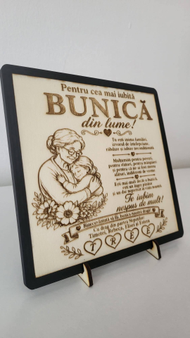 Tablou Personalizat pentru Bunică din Lemn | Cadou cu Gravură Laser [2]
