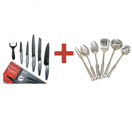 Oferte 99 lei - Set Cuțite + Ustensile din Oțel Inoxidabil CADOU