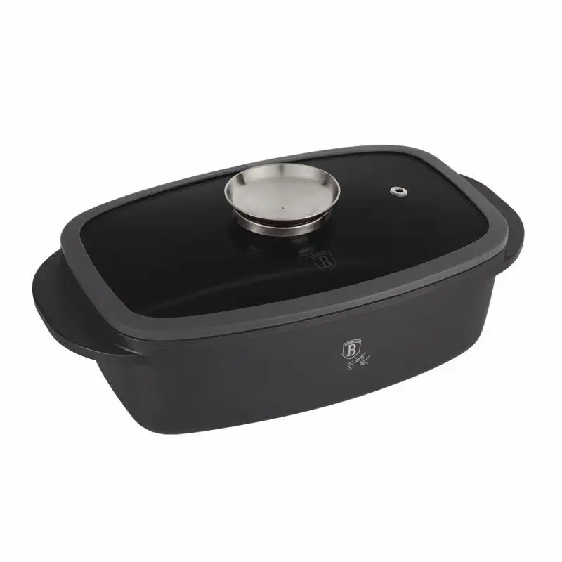 Acasa - Tavă de gătit cu capac din sticlă și buton aromă – Berlinger Haus BH8800, 6L, Antracit Mat