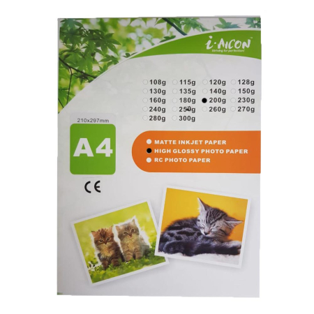 Hartie foto si media print - Hârtie foto iAicon, 20 coli, A6, 200 g/m², Glossy