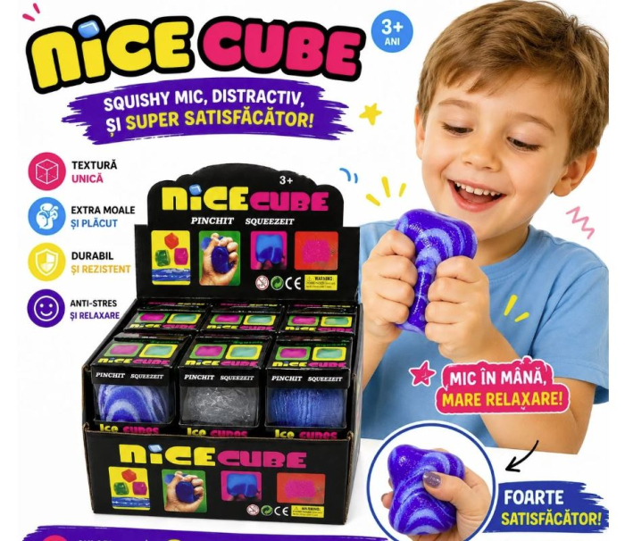 Jucărie Antistres NeeDoh Nice Cube Marble – Squishy Moale și Elastic, Model Aleatoriu, 3+ Ani [2]