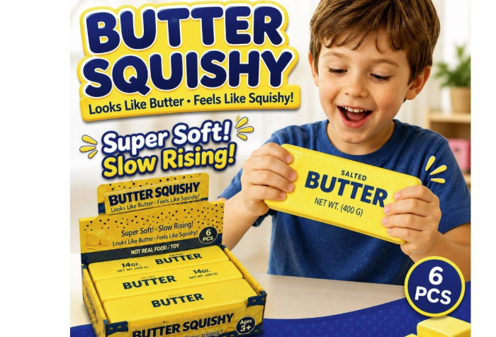 Jucărie Antistres Squishy Butter Gigant Galben 23cm, Super Moale și Elastică, 3+ Ani [2]