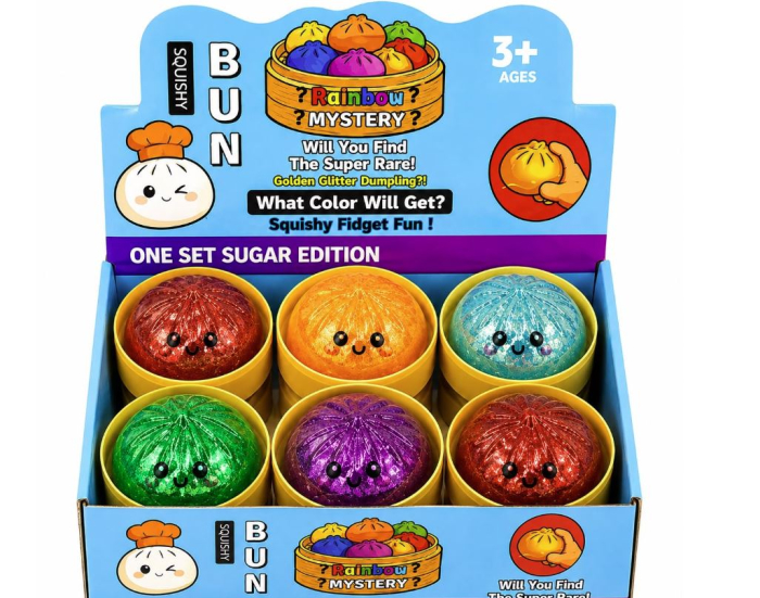 Jucărie Antistres Squishy Dumpling cu Sclipici, Tip NeeDoh, 8,5 cm, Model Aleatoriu [2]