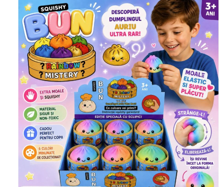 Jucărie Antistres Squishy Dumpling Multicolor cu Spumă, 8,5 cm, Slow Rising, Model Aleatoriu [1]