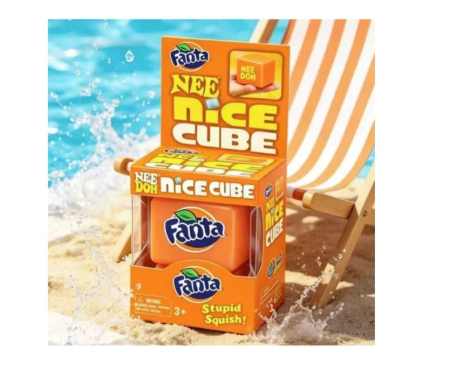 Jucarie Antistres Squishy NeeDoh Fanta Orange Ice Cube Toy, Cub Senzorial Editie de Colectie, Fidget Toy, Portocaliu [1]