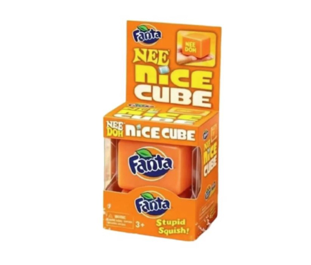 JUCARII - Jucarie Antistres Squishy NeeDoh Fanta Orange Ice Cube Toy, Cub Senzorial Editie de Colectie, Fidget Toy, Portocaliu