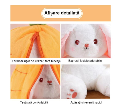 Jucarie de plus, Rqiurpn, iepure cu urechi morcovi, Moale si Catifelat, 35 cm, Portocaliu [1]