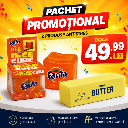 JUCARII - Pachet Jucarie Antistres Cub Needoh Editie Fanta, Unt Needoh Butter Squishy