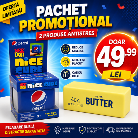 JUCARII - Pachet Jucarie Antistres Cub Needoh Editie Pepsi, Unt Needoh Butter Squishy